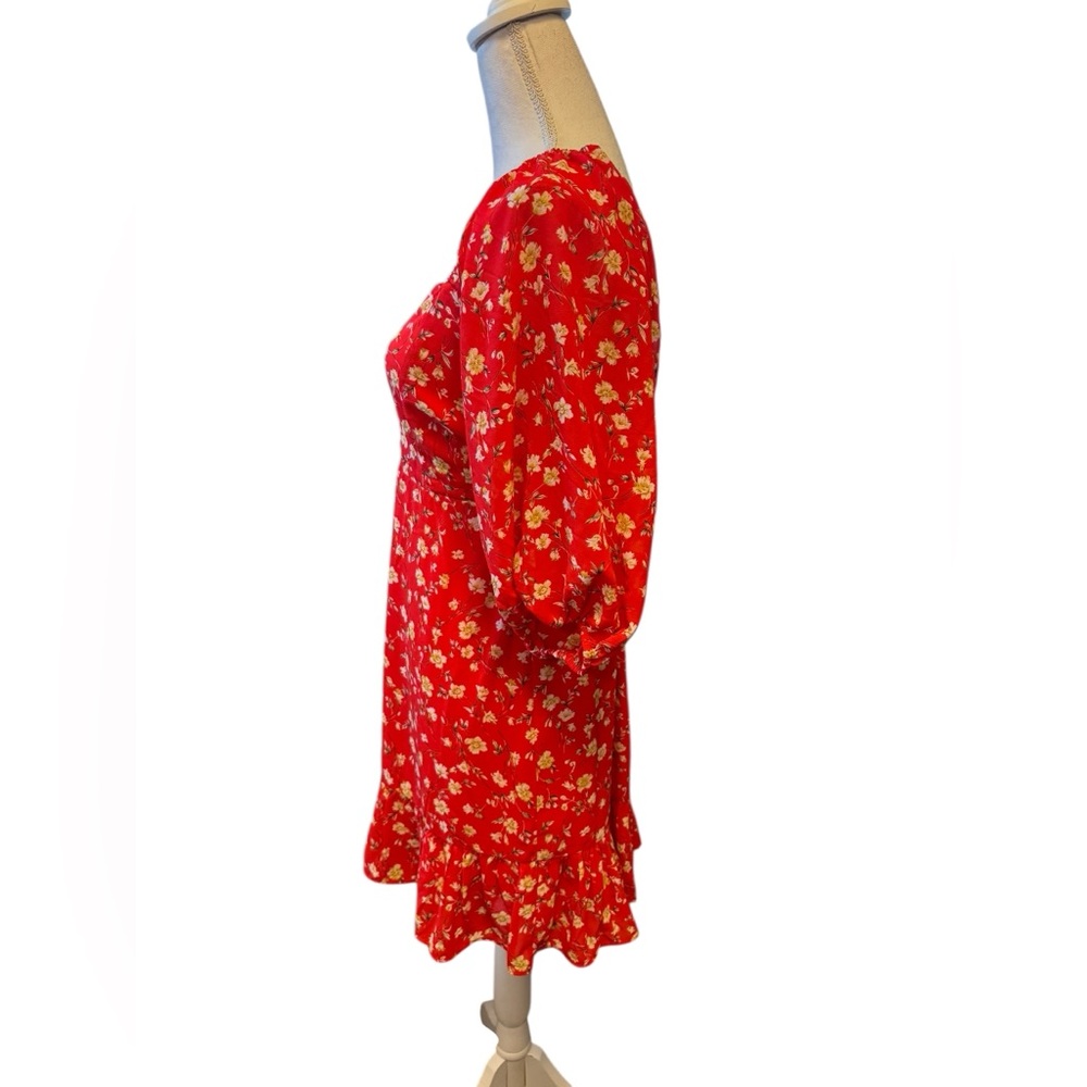 Lulus Trixiebelle Red Floral Print Dress size small - Picture 9 of 11